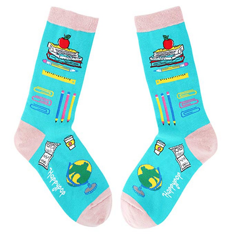 Stationery Printing Socks Autumn And Winter Sports Holiday Crew Socks Cotton Socks Gift